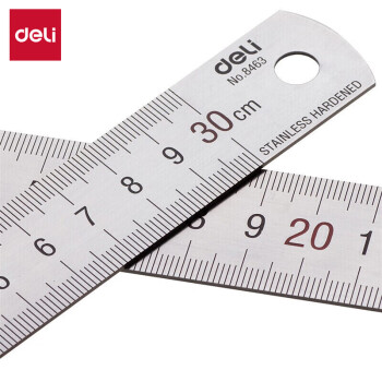 T 得力(deli) 30cm不锈钢直尺 测量绘图刻度尺子 带公式换算表 办公用品 8463