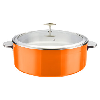 信基高格 中式直身三层钢暖菜锅 加厚不锈钢锅电磁炉用汤锅焖锅 橙色32cm