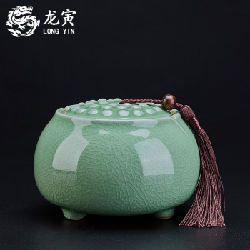 龙寅 哥窑茶叶罐 创意茶具浮雕密封存茶罐居家通用大号醒茶罐