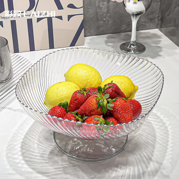 彩致（CAIZHI）水果盘家用客厅糖果坚果零食干果收纳盘 透明银边高脚果盘CZ6895