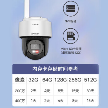 HIKVISION海康威视4G监控器摄像头室内外360度全景400万超清云台旋转手机远程插卡语音对讲防水140MY-T