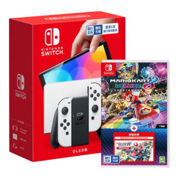 任天堂 Nintendo Switch 国行游戏机（OLED版）游戏掌上机配白色Joy-Con & 马车8豪华版（含新增赛道通行证）