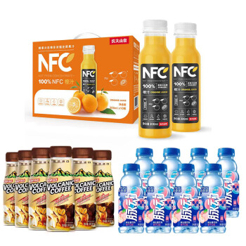 农夫山泉NFC100%橙汁300ml*10瓶*1件+脉动400ml*8瓶*1件+咖啡200ml*6瓶1件