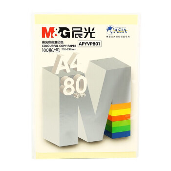 晨光(M&G)文具彩色A4多功能复印纸 手工纸折纸卡纸 APYVPB0151淡黄80gA4-100张