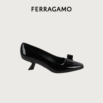 菲拉格慕（Ferragamo）女士黑色Vara蝴蝶结高跟鞋 0763726_1D _ 60/36.5 礼物送女友