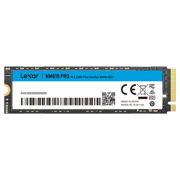 雷克沙（Lexar） 1TB SSD固态硬盘 M.2接口 NVMe协议（PCIe 3.0x4）读速3300MB/s NM610PRO快速加载 广泛兼容