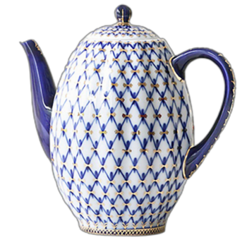 俄皇茶具钴蓝网纹系列 欧式 下午茶陶瓷高颜值瓷器 咖啡壶