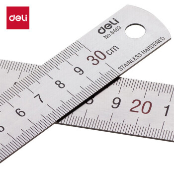得力（deli）8463 不锈钢直尺刻度尺公制刻度绘图钢尺30cm【单位：把】