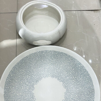 国风（GuofenG）家用白色简约花纹12.5沙拉碗连炉 