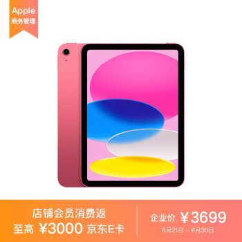 Apple iPad 10.9英寸平板电脑 2022年款（64GB Cellular版/A14芯片/1200万像素 MQ713CH/A） 粉色*企业专享