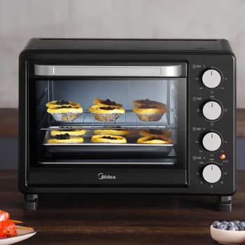 美的美的（Midea） PT25X5烤箱家用烘焙迷你小型电烤箱多功能全自动蛋糕25升大容量 亚光黑 家电