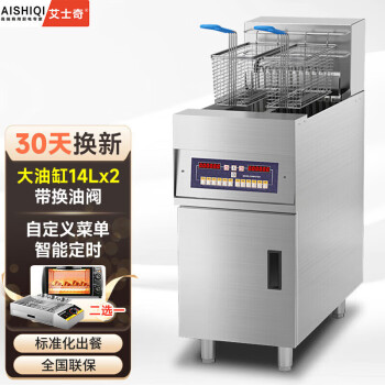 艾士奇（AISHIQI）电炸炉商用 小吃油炸锅油炸机 油条薯条炸串机 重型立式炸炉（双缸220V）