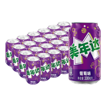 百事可乐  美年达葡萄味汽水 碳酸饮料 330ml*24听 (新老包装随机发货) 