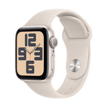 Apple Watch SE 2023款智能手表GPS款40毫米星光色铝金属表壳星光色运动型表带S/M 健康电话手表MR9U3CH/A
