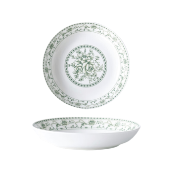 洁雅杰 陶瓷盘子中式釉中彩家用餐盘菜盘8英寸陶瓷汤盘  4只装  绿韵