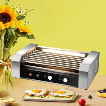 NGNLW烤肠机商用烤肠机小型台式烤香肠机全自动热狗烤肠机烤肠机器   304管|7管|无玻璃罩|双温控
