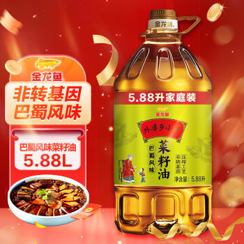 金龙鱼 食用油 非转基因 压榨 外婆乡小榨巴蜀风味菜籽油5.88L