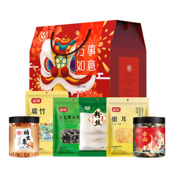 富昌食品 菌菇伴手礼盒830g 蛹虫草腐竹粉丝组合干货食材礼品