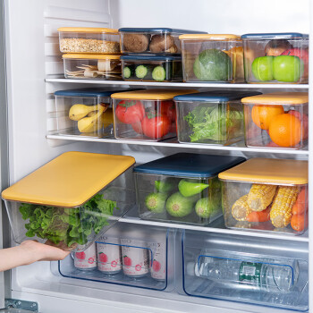 畅宝森保鲜盒密封食品冷冻厨房食物保鲜大容量冰箱收纳盒子#大号黄盖(容量3.3L) 3个起售 BD05