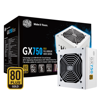 酷冷至尊(CoolerMaster)GX750W电源 白 电脑电源/金牌全模组/日系主电容/支持双CPU/温控风扇/50℃无损输出