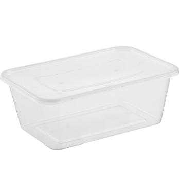 惠寻 京东自有品牌 一次性塑料快餐盒方形50只装900ml带盖 外卖打包盒