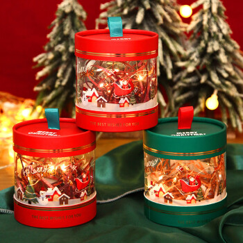 小月丫圣诞节文具苹果包装盒礼盒伴手礼礼品袋红桶灯串礼袋