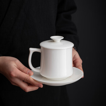 圣比姿茶杯茶水分离伴手礼商务礼品定制男女生生日礼物白瓷无杯垫简装款