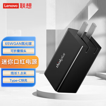 联想（Lenovo）口红电源65W充电器 笔记本电脑/手机/平板适配器 氮化镓Pro Type-C 折叠款 双口 4X20Z34242