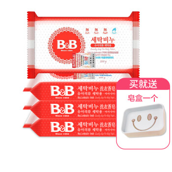 保宁（B&B）婴儿洗衣皂4块 宝宝内衣尿布BB皂韩国进口儿童肥皂洋槐甘菊香 洋槐4块*200g