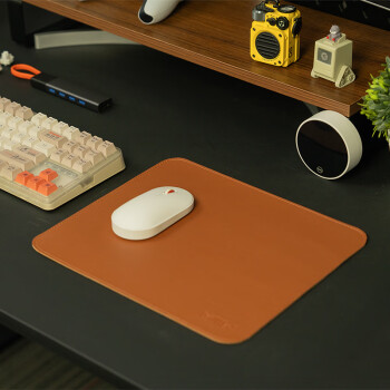 MIIIW米物鼠标垫超大尺寸电脑桌垫300*250mm纯色皮纹软木双面可用电竞游戏办公桌长款鼠标垫小号 棕色