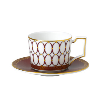WEDGWOOD威基伍德 金粉年华 鎏金红220ml杯碟套组 骨瓷欧式下午茶咖啡具