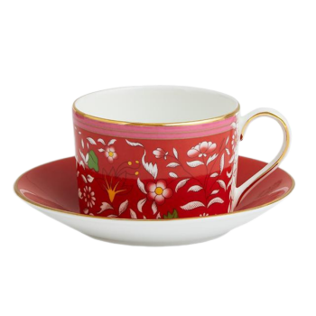 WEDGWOOD威基伍德 漫游美境杯碟套组 瑰丽红宝 180ml骨瓷欧式下午茶咖啡具
