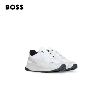 BOSS【礼物】男士橡胶处理人造革混合材质休闲运动鞋