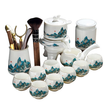 富光（Fuguang）自动茶具套装陶瓷茶具 大好山河自动12头+品圣(礼盒装)TF5406