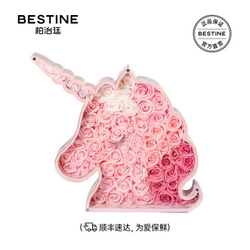 BESTINE 独角兽永生花礼盒送女友生日情人节礼物