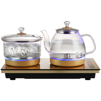 FUNORK全自动底部上水电热水壶烧水壶煮泡茶家用茶台一体机茶桌茶几嵌入式茶具套装 金色清洁款