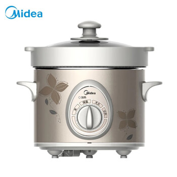 美的（Midea）家用2L电炖锅 陶瓷内胆 白瓷煲粥煲汤砂锅 MD-BGH20A 茶色