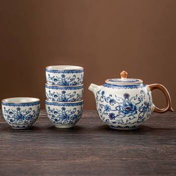 祥业中式青花瓷茶具套装家用轻奢高档小套功夫泡茶壶茶杯开片可养