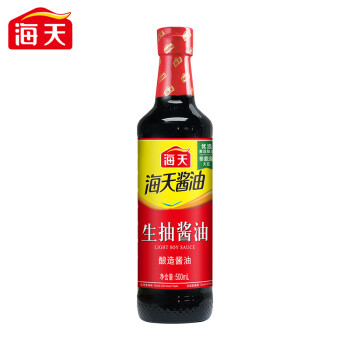 海天生抽酱油500ml 炒菜烹饪炒肉提鲜上色家用酿造酱油PET瓶