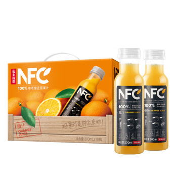 农夫山泉NFC橙汁果汁饮料100%鲜果冷压榨 橙子冷压榨300ml*10瓶礼盒