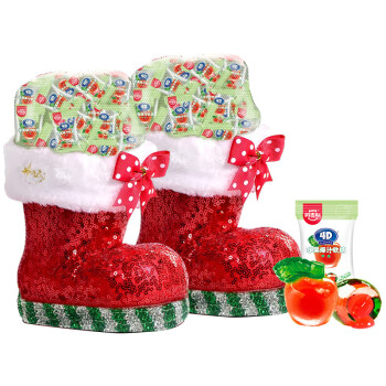 阿麦斯 4D苹果爆汁软糖（圣诞靴子罐） 80g/个 单个装 圣诞趣味糖果