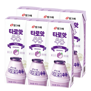 宾格瑞香芋味牛奶 韩国原装进口牛奶 儿童学生早餐奶200ml*6