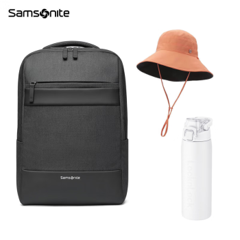 新秀丽（Samsonite）新秀丽双肩包商务旅行通勤包、渔夫帽、保温杯组合套（颜色随机）