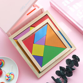 助生（ZHUSHENG）木质七巧板 儿童益智早教玩具彩色拼图拼板教具 小号 (10个起购）DS