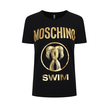 莫斯奇诺（moschino）女士火烈鸟系列黑色棉质圆领短袖T恤 1906 2103 0555 M