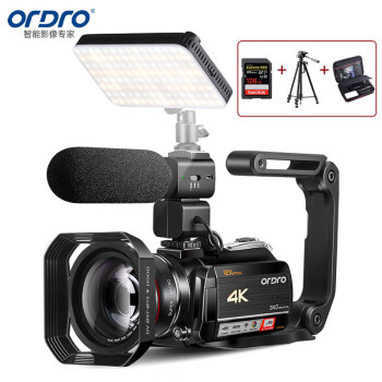 欧达（ORDRO）AC5 4K摄像机 数码dv录像机 12倍光学变焦 家用会议旅游便携 含256GB内存卡