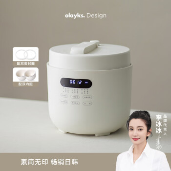 olayks立时 电压力锅 高压锅 高压电饭锅家用多功能高压快煮智能预约小型压力锅 5L适用4-6人用双胆