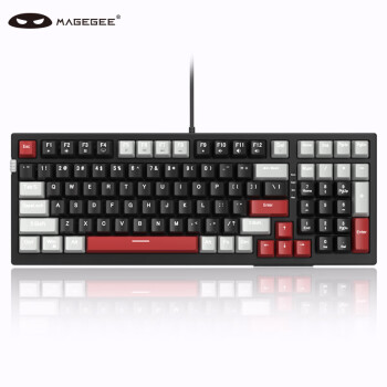 MageGee SKY 98 热插拔机械键盘 游戏电竞键盘 98键商务办公键盘 舒适手感键盘 电脑笔记本键盘 灰黑红轴