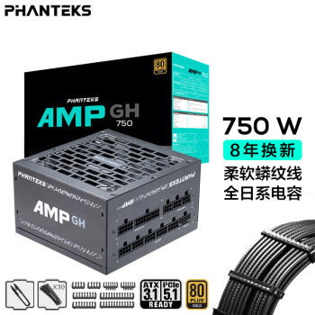 PHANTEKS追风者AMP GH金牌750W全模组机箱电源(ATX3.1/原生PCI-E5.1/蟒纹线/理线梳/全日系电容/4090)