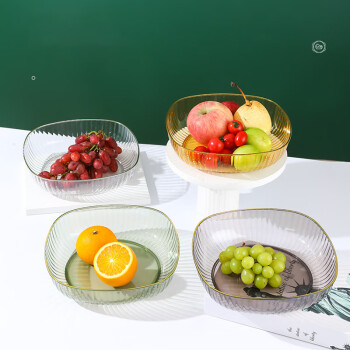 畅宝森 盘 水果盘PET轻奢透明塑料零食盘 金边果篮果盘 2个起购 DO